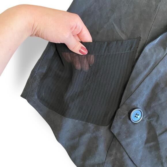 Heartloom Silk Buttoned Blazer Womens Size XS Gray Black Business Luxury - Picture 6 of 9